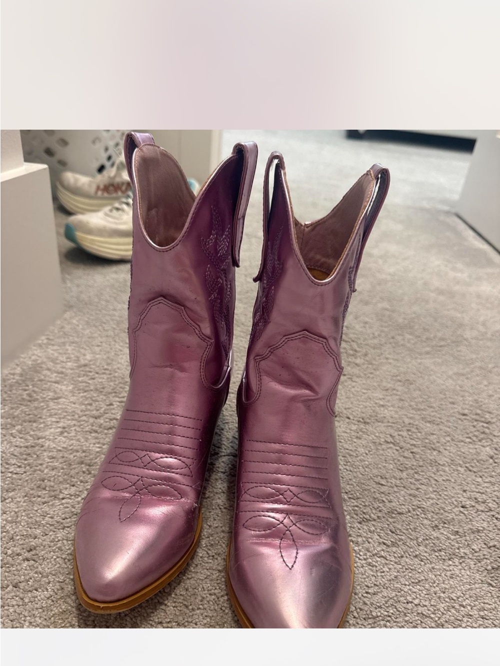 Metallic Purple Western Cowboy Ankle Boots - Women’s Size 7.5